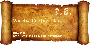 Vargha Boglárka névjegykártya